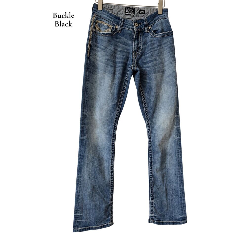 Buckle Black Fit No. 3 Bootleg Jeans Women's 29R Distressed Stretch